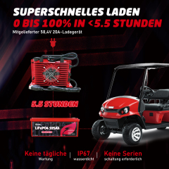 48V (51.2V) LiFePO4 Golf Cart Battery, Built-in 250A BMS, 48V 20A Lithium Charger, Mobile App & Touchscreen Monitor, Port Plug & Tether, 6000+ Cycles, Ideal for Golf Carts