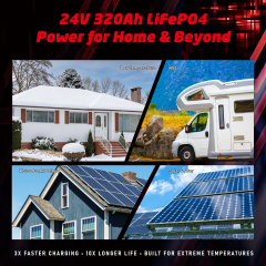 XRH 24V 280Ah Self-Heating LiFePO4 Lithium Battery with Bluetooth & Smart APP,Supports Low Temperature(-4℉),Built-in 250 BMS,Perfect for RV,Marine,Solar,Home Energy Storage,off-Grid in Cold Areas…