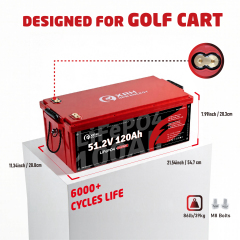 XRH 48V(51.2V) 120Ah LiFePO4 Lithium Golf Cart Battery Built-in 250A BMS,with 48V 20A Lithium Battery Charger,Mobile APP,Touch Monitor,6000+ Cycles,Perfect for Golf Carts (XRH-48-120 GCP2)