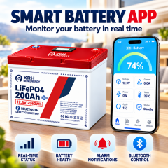XRH 12V 200Ah LiFePO4 Lithium Battery | 100A BMS | 5000+ Cycles | for Motorhome, Solar Systems & Camping | Replacement for AGM Battery