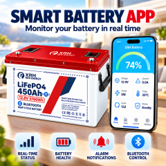XRH 12V 450Ah LiFePO4 Lithium Battery | 5760Wh Energy | Integrated BMS | Deep Cycle | Perfect for Motorhome, Solar, Boat & Emergency Power