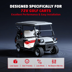 XRH 72V 120Ah LiFePO4 Iron Shell Lithium Golf Cart Battery Kit | Built-in 250A BMS | 6000+ Cycles | with 72V 20A Lithium Battery Charger, Mobile APP, Touch Monitor, Port Plug & Retention Strap | Perfect for Golf Carts