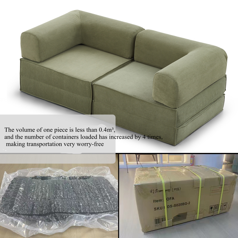2025 High Quality High Polymer Compressible Sponge Full Silk Wool Wrapping Corduroy Fabric/linen Fabric Compressed Sofa China Manufacturer