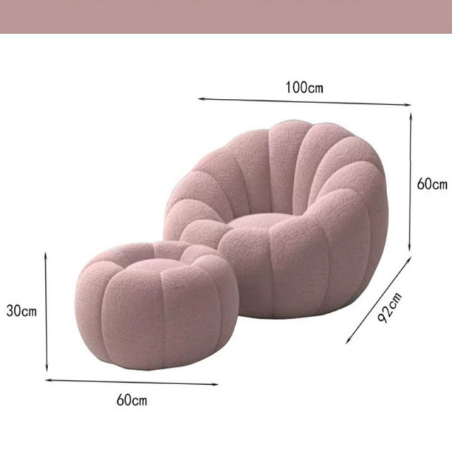 Fauteuil citrouille de luxe nordique : structure en pin, rembourrage moelleux et piètement élégant. Fauteuil moderne et épuré. Fabricant chinois.