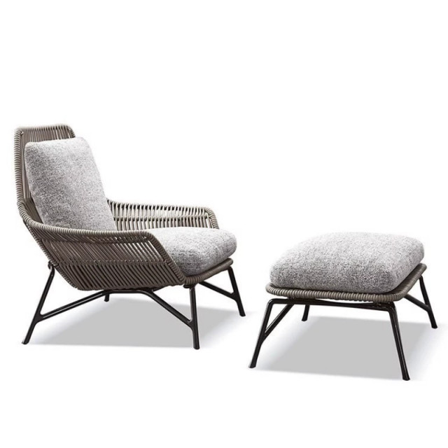 Ensemble de trois fauteuils d'extérieur en rotin pour villa, cour, jardin, véranda, canapé individuel en rotin, fabricant chinois