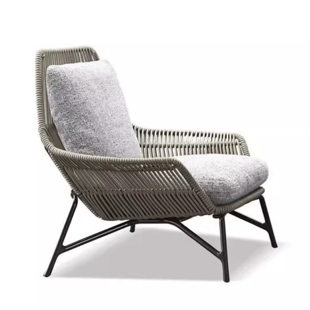 Ensemble de trois fauteuils d'extérieur en rotin pour villa, cour, jardin, véranda, canapé individuel en rotin, fabricant chinois