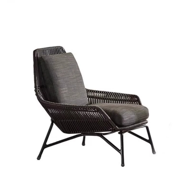 Ensemble de trois fauteuils d'extérieur en rotin pour villa, cour, jardin, véranda, canapé individuel en rotin, fabricant chinois