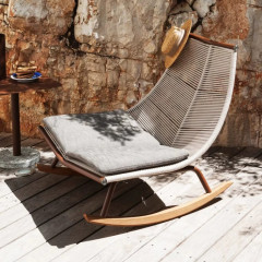 Fauteuil à bascule d'extérieur, table basse de jardin, chaise longue de terrasse, canapé relax nordique en rotin pour adulte, fournisseur chinois