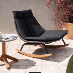 Fauteuil à bascule d'extérieur, table basse de jardin, chaise longue de terrasse, canapé relax nordique en rotin pour adulte, fournisseur chinois