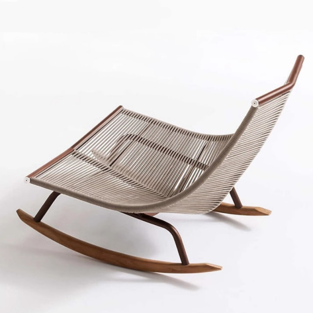 Fauteuil à bascule d'extérieur, table basse de jardin, chaise longue de terrasse, canapé relax nordique en rotin pour adulte, fournisseur chinois