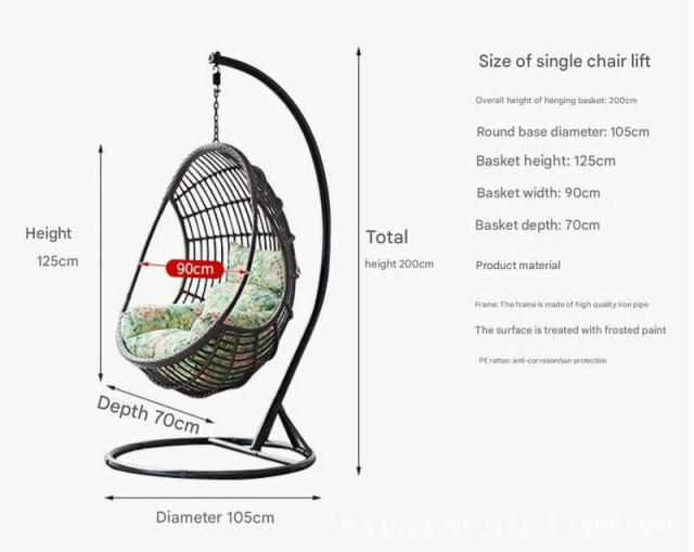 Balancelle nid d'oiseau, panier suspendu, balancelle simple, chaise suspendue en rotin, berceau, support de balcon extérieur, hamac, chaise en rotin d'intérieur
