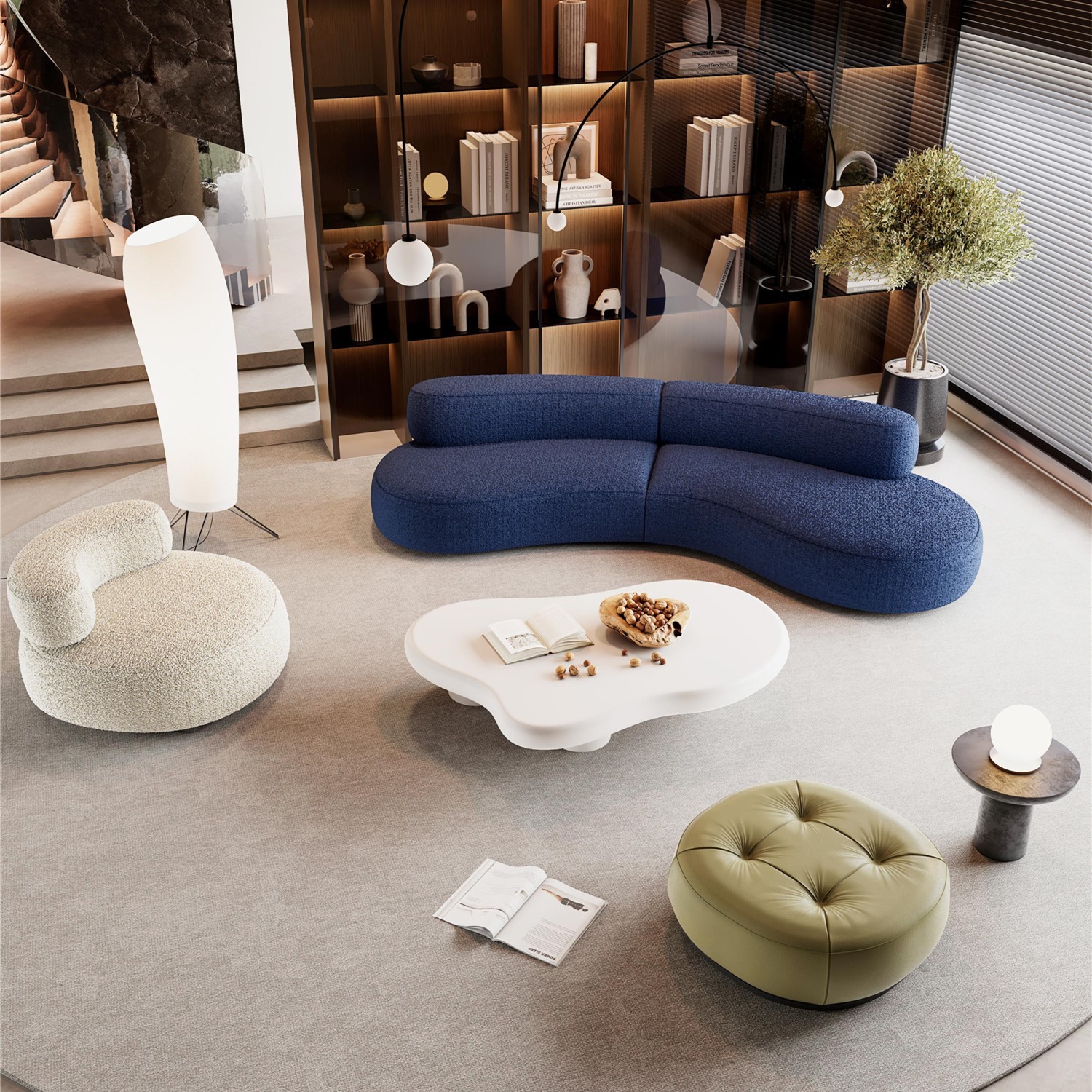 Sofá esquinero moderno de terciopelo Teddy, fabricado en China y personalizado, con patas de madera de diseño redondo, estilo modular minimalista para sala de estar, dormitorio de hotel, oficina en casa o apartamento, en forma de C.