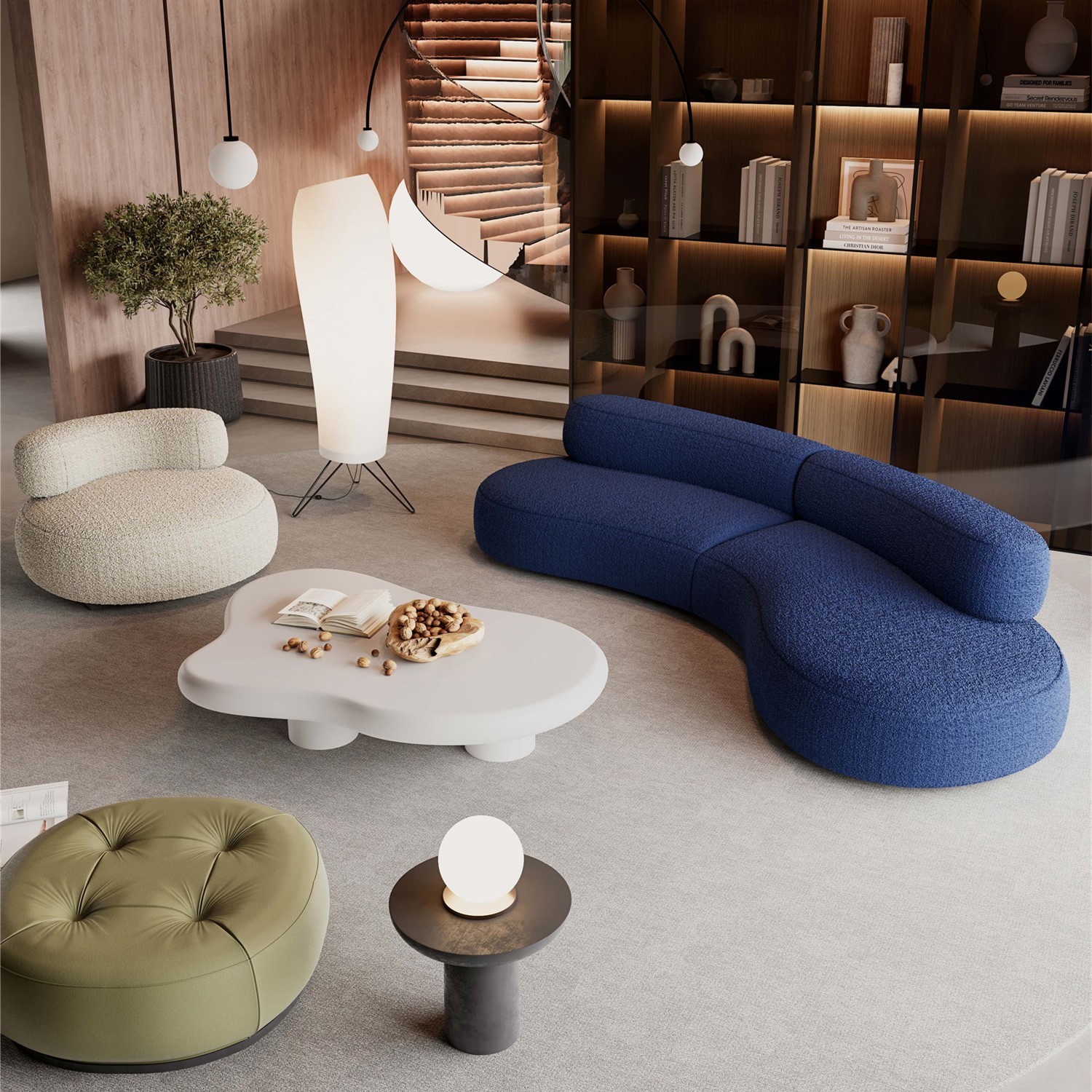 Sofá esquinero moderno de terciopelo Teddy, fabricado en China y personalizado, con patas de madera de diseño redondo, estilo modular minimalista para sala de estar, dormitorio de hotel, oficina en casa o apartamento, en forma de C.