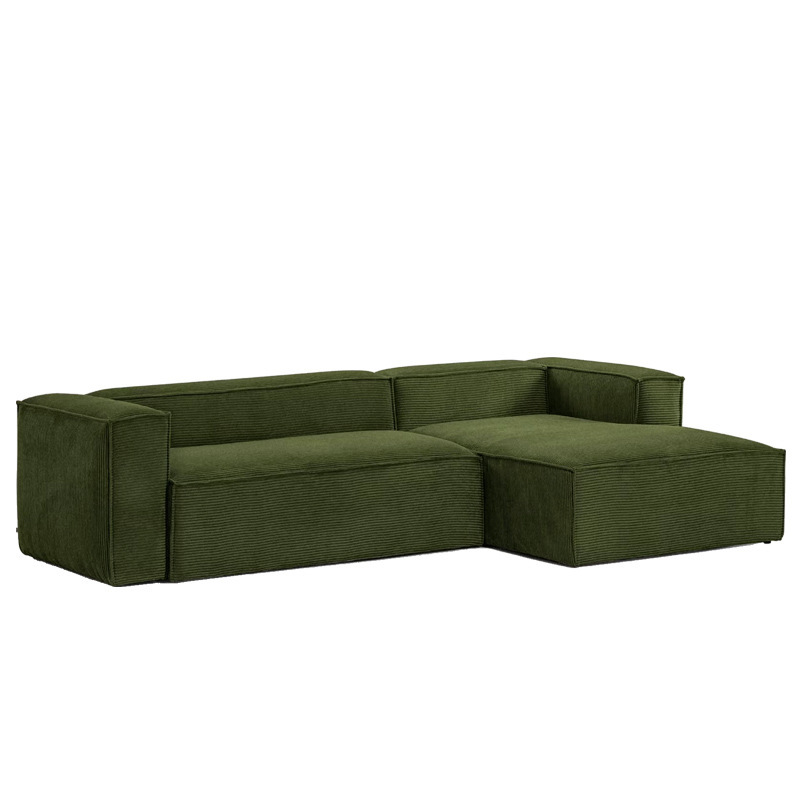 Popular Green Corduroy Modular U-Chaise Sectional Living Room Sofa Set Luxury Modern Velvet Couch for Apartment living room