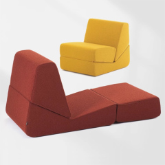 Canapé-lit pouf pliable en velours côtelé moderne et mousse à mémoire de forme déchiquetée, pour une personne.