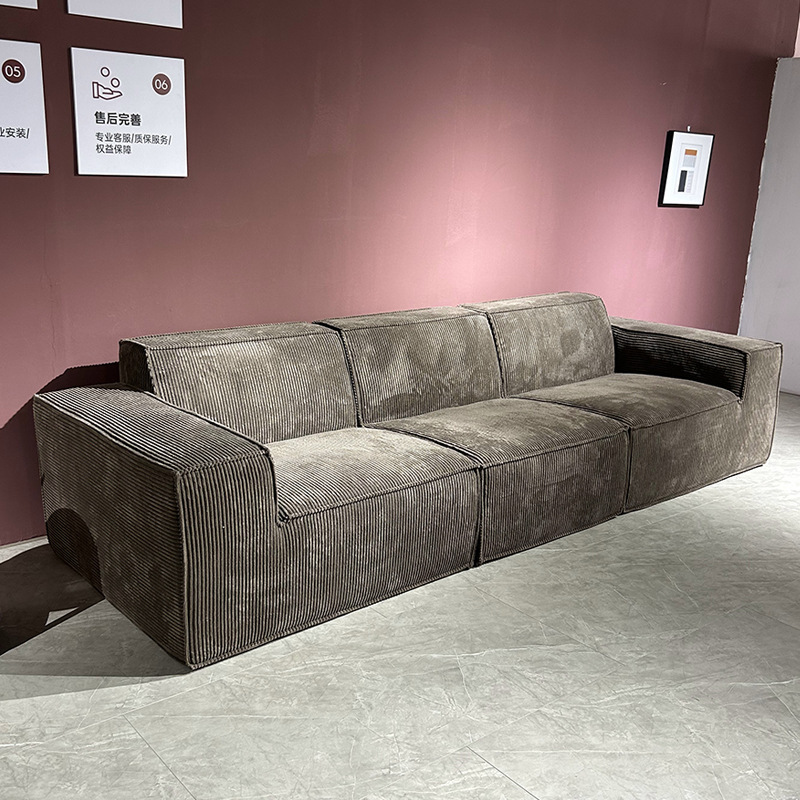Contemporary Minimalist Fabric Couch Bed Comfortable Casual Living Room Modern Furniture Beige Corduroy Modular Sofa