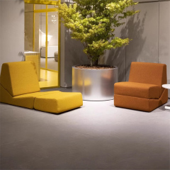 Canapé-lit pouf pliable en velours côtelé moderne et mousse à mémoire de forme déchiquetée, pour une personne.