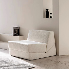 Canapé-lit pouf pliable en velours côtelé moderne et mousse à mémoire de forme déchiquetée, pour une personne.