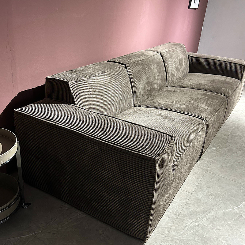 Contemporary Minimalist Fabric Couch Bed Comfortable Casual Living Room Modern Furniture Beige Corduroy Modular Sofa