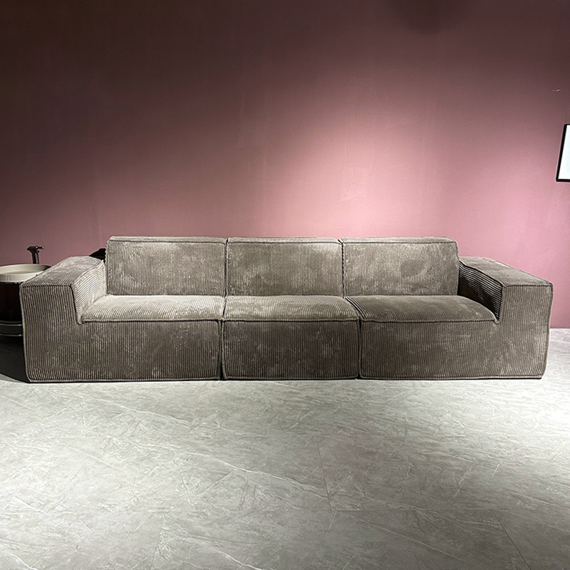 Contemporary Minimalist Fabric Couch Bed Comfortable Casual Living Room Modern Furniture Beige Corduroy Modular Sofa