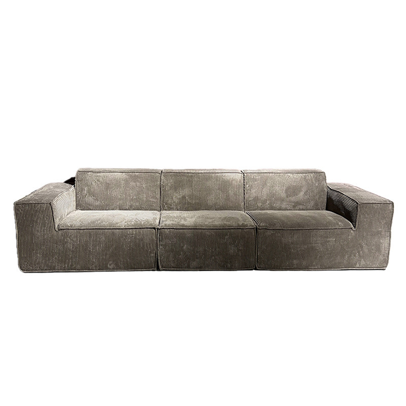 Contemporary Minimalist Fabric Couch Bed Comfortable Casual Living Room Modern Furniture Beige Corduroy Modular Sofa