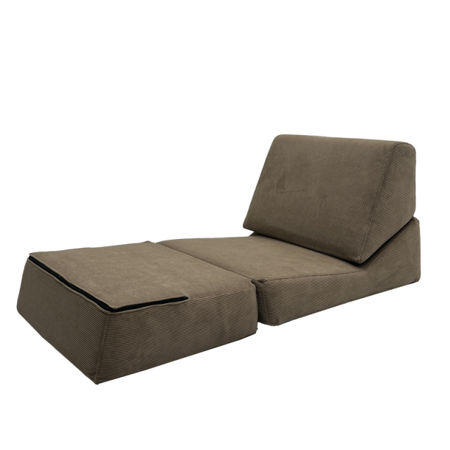Canapé-lit pouf pliable en velours côtelé moderne et mousse à mémoire de forme déchiquetée, pour une personne.