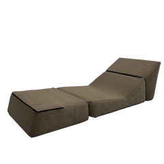 Canapé-lit pouf pliable en velours côtelé moderne et mousse à mémoire de forme déchiquetée, pour une personne.