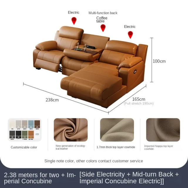 Hochwertiges, elektrisch wandmontiertes Multifunktionssofa aus Leder, klein, gelb, Kuhfell, groß, Heimkino, Wohnzimmer, Fabrikverkauf in China