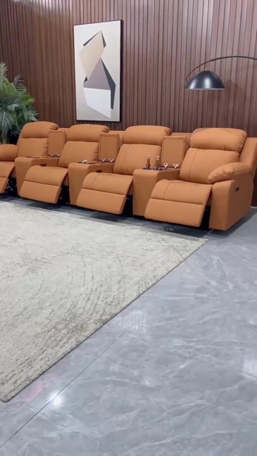 Hochwertiges, elektrisch wandmontiertes Multifunktionssofa aus Leder, klein, gelb, Kuhfell, groß, Heimkino, Wohnzimmer, Fabrikverkauf in China