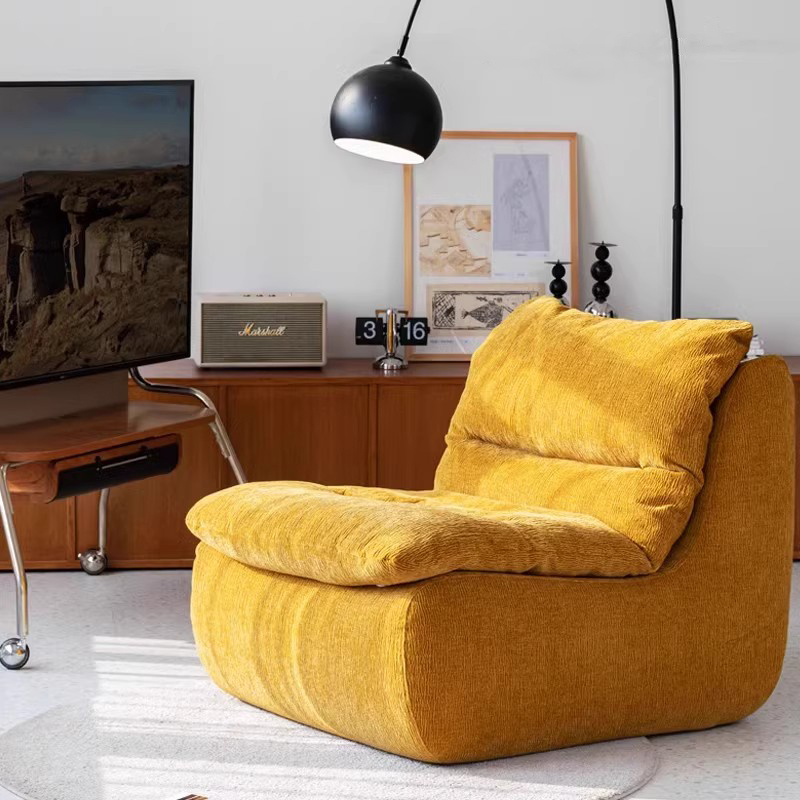 Chiffon Sofa Lazy Sofa Feather Cushion Removable Sofa Washable Sofa Small Apartment Living Room Compressed Recliner Cream Single Sofa  Manufacture