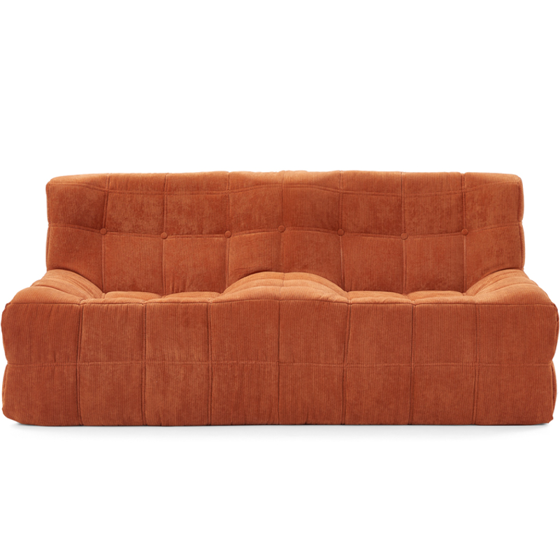 Orange Fabric Sofa Factory Direct Comfortable Modular Single Waffle-Style Lazy Sofa Small Living Room Set Boneless Chair Vacuum Sectional