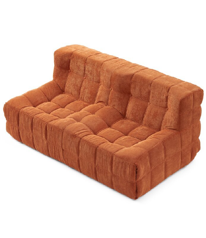 Orange Fabric Sofa Factory Direct Comfortable Modular Single Waffle-Style Lazy Sofa Small Living Room Set Boneless Chair Vacuum Sectional
