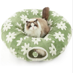 OEM Cozy Donut Cat Tunnel Nest – Where Comfort Meets Adventure Hot sale donut rolling cage cat tunnel plush soft pet nest cat channel entertainment drilling hole