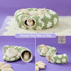 OEM Cozy Donut Cat Tunnel Nest – Where Comfort Meets Adventure Hot sale donut rolling cage cat tunnel plush soft pet nest cat channel entertainment drilling hole