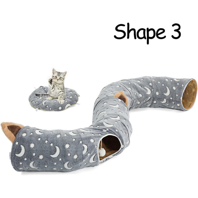 OEM Glow-in-the-Dark Magic Cat Tunnel – Stars, Moon & Cozy S-Shaped Hideaway China Manufacturer