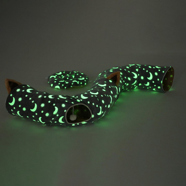 OEM Glow-in-the-Dark Magic Cat Tunnel – Stars, Moon & Cozy S-Shaped Hideaway China Manufacturer