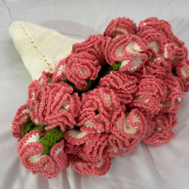 Couverture tricotée à motifs floraux faite main certifiée Classe A - Couverture tricotée à motifs floraux faite main (OEM) | Acrylique, coton au lait, sans danger pour les bébés | Fabricant certifié TÜV