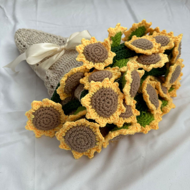 Hand-knitted Floral Blanket Hand-Knitted Floral Blanket - Baby-Safe Sunflower & Rose Throw | Machine Washable China Manufacturer