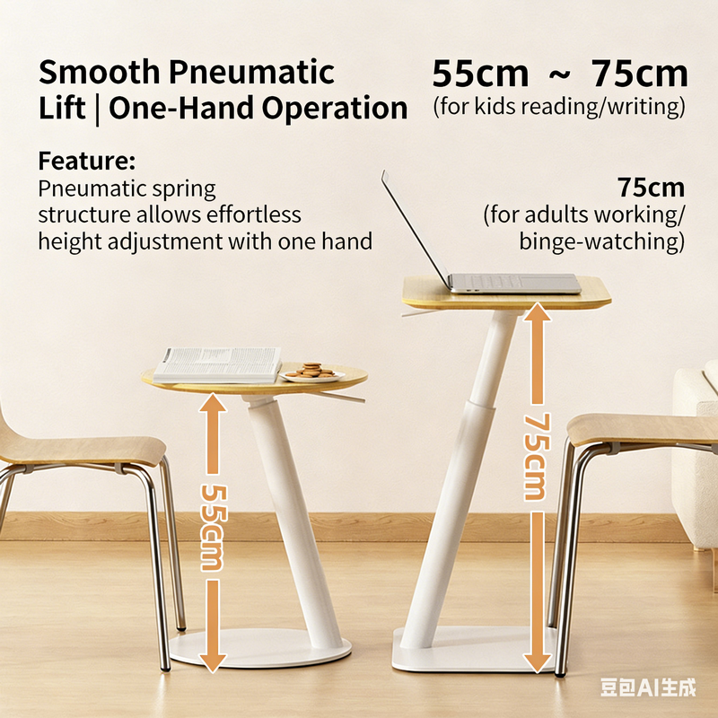 Luxury Lift Top Side Table, Bamboo & Steel Adjustable Coffee Table, Mobile Bedside Laptop Desk, Wholesale Manufacturer