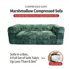 Canapé compressé en mousse haute densité effet flocon de neige, livré en boîte pour la vente en gros.