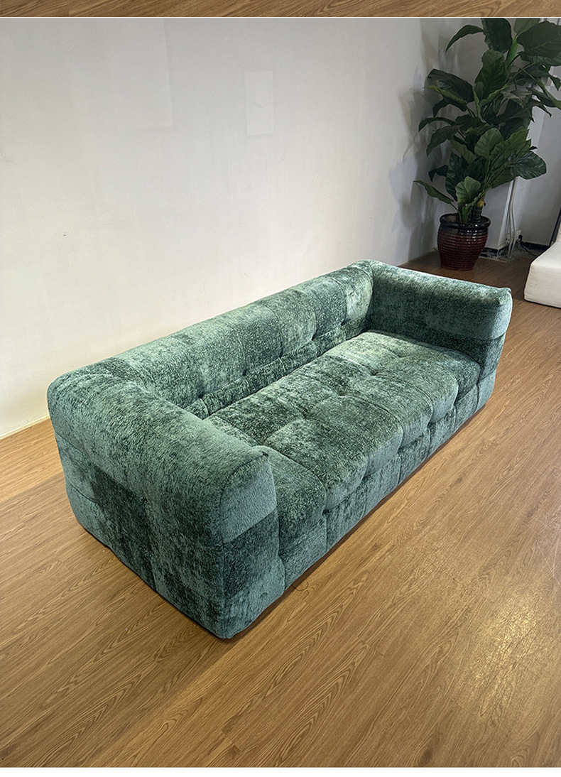 Factory Marshmallow Compressed Sofa, High Density Sponge Snowflake Velvet Sofa in a Box for Wholesale