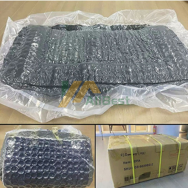 Canapé compressé en mousse haute densité effet flocon de neige, livré en boîte pour la vente en gros.