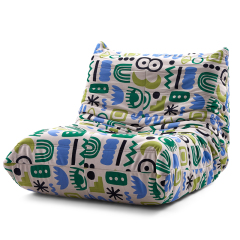 Geometric Color-Block Compression Lazy Sofa | Memphis Style Floor Lounge Chair, High Density Sponge Caterpillar Lazy Sofa in a Box for Wholesale