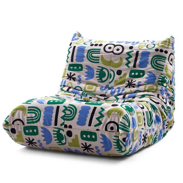 Geometric Color-Block Compression Lazy Sofa | Memphis Style Floor Lounge Chair, High Density Sponge Caterpillar Lazy Sofa in a Box for Wholesale