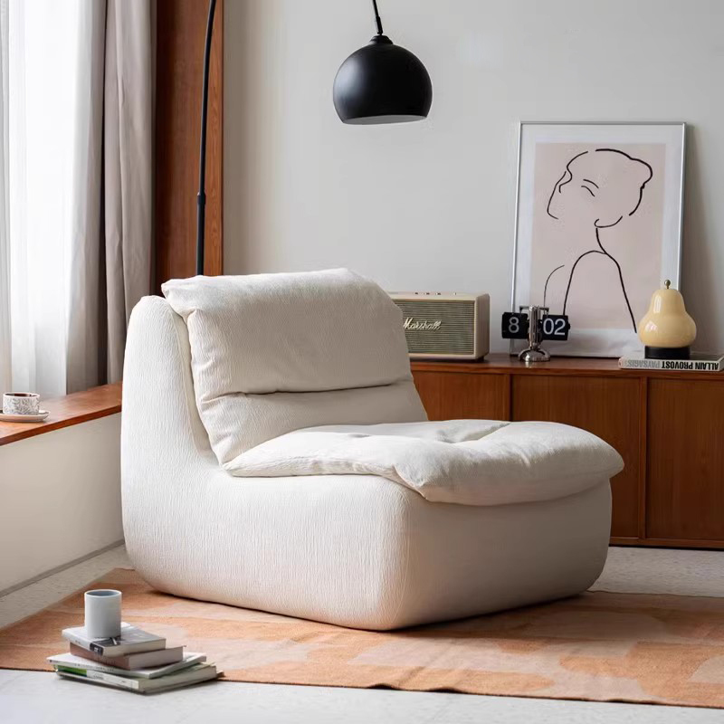 Chiffon Frameless Single Sofa  Chenille Down-Filled Lounge Chair Compressed Sofa Manfacturer