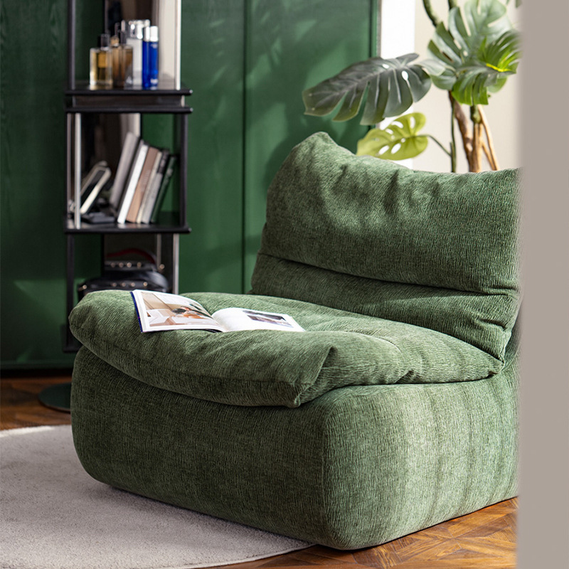 Chiffon Frameless Single Sofa  Chenille Down-Filled Lounge Chair Compressed Sofa Manfacturer