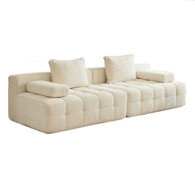 China Manufacturer Cube Modular Compression Sofa Vacuum Packed Sectional Couch 35D High-Density Sponge Button Tufted Chenille Fabric OEM Custom Color for Living Room Apartment