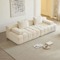 China Manufacturer Cube Modular Compression Sofa Vacuum Packed Sectional Couch 35D High-Density Sponge Button Tufted Chenille Fabric OEM Custom Color for Living Room Apartment