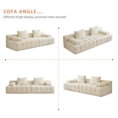 China Manufacturer Cube Modular Compression Sofa Vacuum Packed Sectional Couch 35D High-Density Sponge Button Tufted Chenille Fabric OEM Custom Color for Living Room Apartment
