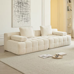 China Manufacturer Cube Modular Compression Sofa Vacuum Packed Sectional Couch 35D High-Density Sponge Button Tufted Chenille Fabric OEM Custom Color for Living Room Apartment